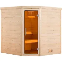 Weka Sauna "Massivholzsauna TURKU 2" Blockbohlen, moderne Ganzglastür