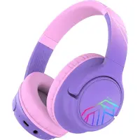 PowerLocus Kinder Kopfhörer Bobo Drahtlos Bluetooth mit Mikrofon Over-Ear Lila/Rosa, 1m abnehmbares Kabel