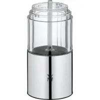WMF Elektrische Mühle Set 2-teilig, 21 cm, elektrische Salz und Pfeffermühle unbefüllt, LED-Leuchte, Cromargan Edelstahl matt, Glas, Keramikmahlwerk