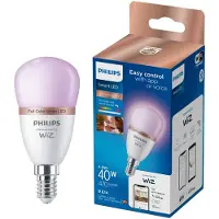Philips Smarte LED-RGB-Lampe P45, E14-Sockel, 470 lm, Wi-Fi/Bluetooth, Wi-Fi 4 (802.11n), 802.11b, 802.11g, LED, E14, P45, Multi