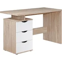 FineBuy Schreibtisch MASSA 120 x 76 x 53 cm mit 3 Schubladen in Sonoma Weiß Computertisch modern für Jugendliche Laptoptisch platzsparend mit Ablage