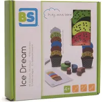 BS Toys Eiscreme-Kreationen Traum Stapelspiel - für Kinder ab 4 Jahren, Holzmaterial, mehrfarbig, Stapelspiel für 1-2 Spieler