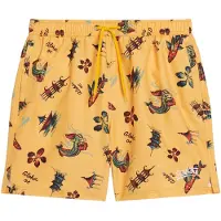 Superdry für Herren. M3010232A Hawaiianische Druck Badeanzug recycelt gelb (XL), Strandbekleidung, Recyceltes Polyester, Nachhaltig
