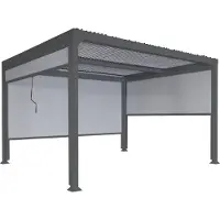 Mendler Alu Pergola MCW-L41 mit 3x Seitenwand, Lamellen-Pavillon, stabiles 8cm-Metall-Gestell 3x3,7m anthrazit