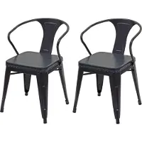 Mendler 2er-Set Esszimmerstuhl MCW-H10d, Stuhl Küchenstuhl, Chesterfield Metall Kunstleder Industrial Gastronomie schwarz-grau