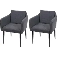 Mendler 2er-Set Esszimmerstuhl MCW-H93, Küchenstuhl Lehnstuhl Stuhl Stoff/Textil dunkelgrau