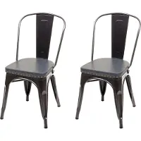 MCW 2er-Set Esszimmerstuhl MCW-H10e, Küchenstuhl Stuhl, Chesterfield Metall Kunstleder Industrial Gastronomie schwarz-grau