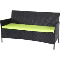 Mendler 3-Sitzer Poly-Rattan Gartenbank Hamar, Sitzbank anthrazit, Kissen grün