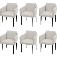Mendler 6er-Set Esszimmerstuhl MCW-H93, Küchenstuhl Lehnstuhl Stuhl Stoff/Textil creme-beige