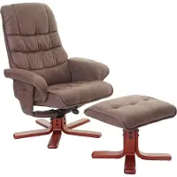 Mendler Relaxsessel MCW-E30, Fernsehsessel Liegesessel TV-Sessel mit Hocker WildKunstleder braun