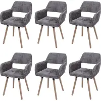 Mendler 6er-Set Esszimmerstuhl MCW-A50 II, Küchenstuhl Polsterstuhl, Holz Stoff/Textil Chenille (465g/m²) MVG braun