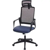 Mendler Bürostuhl MCW-J52, Drehstuhl Schreibtischstuhl, ergonomisch Kopfstütze, Kunstleder blau-grau