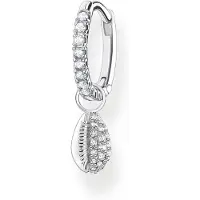 Thomas Sabo Einzel Creole mit Weissen Steinen und Muschel Silber
