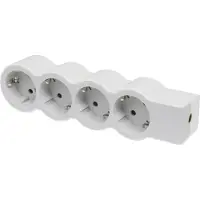 Legrand , Flache Steckdosenleiste, 4-fach Steckdose, Mehrfachsteckdose, ohne Kabel, Ultraweiß/Grau, 694575