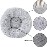 Intirilife flauschiges Plüsch Haustierbett in Hell Grau Durchmesser 100 cm - Weiches rundes rutschfestes Hundebett Katzenbett Kissen komfortables Hundesofa Katzensofa für Hunde und Katzen