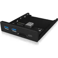 Icy Box IB-HUB1417-i3, 4 Port USB 3.2 Gen 1 Frontpanel für 3,5" Einbauschacht, 2x USB Type A , 1x USB Type-C Anschluss und SD-Kartenleser