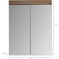 Trendteam Bad Spiegelschrank Amanda Asteiche Melamin/Spiegelglas 60 x 77 x 17 cm