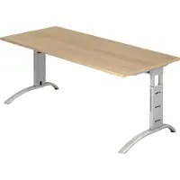 Hjh OFFICE PRO FARO 19 S - 180 x 80 Eiche/Silber höhenverstellbar