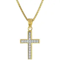 Trendor 15907 Kreuz-Anhänger für Mädchen Gold 585 + vergoldete Silberkette
