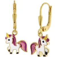 Trendor 68484 Mädchen-Ohrringe Gold 333/8K Ohrhänger mit Einhorn