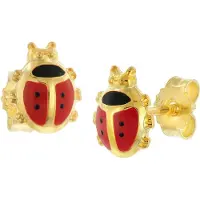 Trendor 68525 Kinder-Ohrstecker Gold 333 Marienkäfer Ohrringe