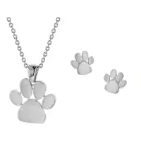 Trendor 75571 Schmuck-Set Halskette + Ohrringe Pfote Silber 925