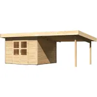 Karibu Gartenhaus Gerätehaus Northeim 3 im Set mit einem Anbaudach Breite 3,3 m naturbelassen 604x309x229,5 cm
