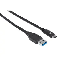 Manhattan SuperSpeed+ USB-C Anschlusskabel, USB 3.1, Gen 2, Typ A Stecker - Typ C Stecker, 10 Gbps, 1 m, Schwarz, 1 m, USB A, USB C, USB 3.2 Gen 2 (3.1 Gen 2), 10 Gbit/s, Schwarz