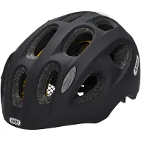 ABUS Kinderhelm Youn-I MIPS - Fahrradhelm mit Licht, Reflektoren und Aufprallschutz (MIPS) - für Mädchen und Jungen - Schwarz Matt, Größe M (52-57 cm)