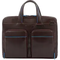Piquadro Blue Square Computer Portfolio Briefcase 14'' mahogany