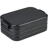 Mepal Lunchbox take a break , midi Design, Robuste Brotdose mit praktischen Verschlussclips und flexiblem Trenneinsatz, Farbe: nordic black