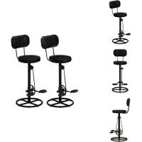 vidaXL Barhocker 2 Stk. Schwarz Echtes Ziegenleder - Barhocker