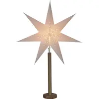 Star Trading Papierstern Elice - stehend - 7-zackig - D: 60cm H: 85cm - inkl. E14 Fassung u. Kabel - weiß/braun