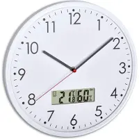 TFA-Dostmann Analoge Wanduhr mit Digitalthermometer und Hygrometer zur Raumklimatisierung, Transparentglas, 310 x 55 x 340 mm