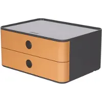 HAN Schubladenbox Allison Smart-Box, 2 Schübe mit Trennwänden, Kabelhalter, stapelb., ABS-Kunststoff, caramel-brown