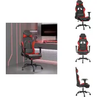 vidaXL Gaming-Stuhl mit Fußstütze Schwarz und Rot Kunstleder - Gaming-Sessel