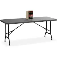 Relaxdays Gartentisch, klappbar, HBT: 72 x 180 x 74 cm, Kunststoff, Stahl, wetterfest, 8 Personen, Campingtisch, grau