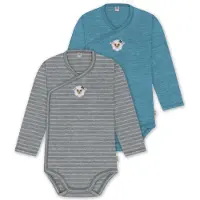 Normani 2er Pack Bio Baby-Body Langarm Wickelbody aus Merinowolle für Junge und Mädchen - 9353