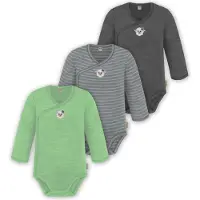 Normani 3er Pack Baby Merino Langarm Wickelbody für Junge und Mädchen - 9355