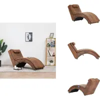 vidaXL Massage Chaise Longue mit Kissen Faux Suede Braun Stuhl Sonnenliege Sonnenliege