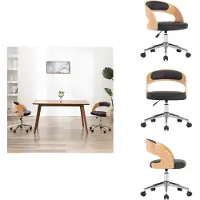 vidaXL Drehbarer Bürostuhl Schwarz Bugholz und Kunstleder - Bürostühle