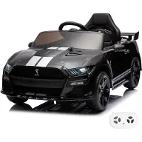 Vrooomy Ford Mustang Shelby GT500 Kinder Elektroauto 12V (1–5 Jahre) – Offiziell Lizenziert, mit 2.4G Fernbedienung, EVA-Reifen & Ledersitz – Kinder Elektroauto Schwarz