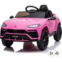 Vrooomy Lamborghini Urus Kinder Elektroauto 12V (1–6 Jahre) – Offiziell lizenziert, mit Fernbedienung, EVA-Reifen & Ledersitz – Kinder Elektrofahrzeug – Rosa