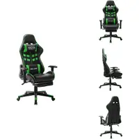 vidaXL Gaming-Stuhl mit Fußstütze Schwarz und Grün Kunstleder - Gaming-Sessel