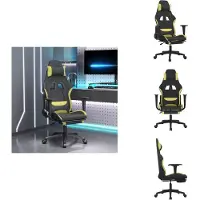 vidaXL Gaming-Stuhl mit Fußstütze Schwarz und Hellgrün Stoff - Gaming-Sessel