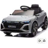 Vrooomy Audi SQ8 e-Tron Kinder Elektroauto 12V (1–5 Jahre) – Offiziell Lizenziert Audi SUV, mit 2.4G Fernbedienung, EVA-Reifen & Ledersitz – Kinder Elektroauto Grau