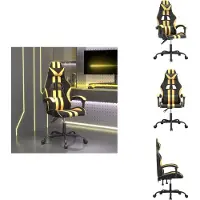 vidaXL Gaming-Stuhl Drehbar Schwarz und Golden Kunstleder - Gaming-Sessel