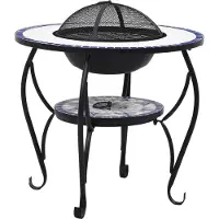 vidaXL Feuertisch Mosaik Keramik Blau und Weiß 68 cm