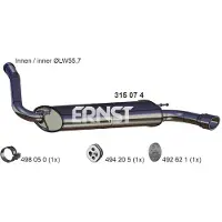 ERNST 315074 Endschalldämpfer für FORD FOCUS III Turnier Auspuff