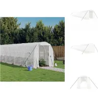 vidaXL Gewächshaus mit Stahlrahmen Weiß 32 m² 16x2x2 m